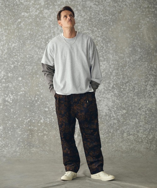 THEOREM（セオレム）の「msw1783- One Point Embroidered Laidback Switching Sweatshirt スウェット(TRM25-T043A)（スウェット・メンズ・グレー系その他/ブラック×グリーン/グレー×サックスブルー/ブラック×ベージュ・M/L/XL）」の12枚目の写真