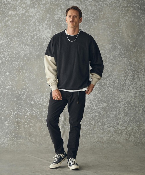 THEOREM（セオレム）の「msw1783- One Point Embroidered Laidback Switching Sweatshirt スウェット(TRM25-T043A)（スウェット・メンズ・グレー系その他/ブラック×グリーン/グレー×サックスブルー/ブラック×ベージュ・M/L/XL）」の17枚目の写真