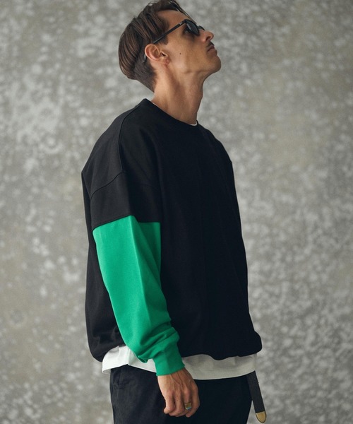 THEOREM（セオレム）の「msw1783- One Point Embroidered Laidback Switching Sweatshirt スウェット(TRM25-T043A)（スウェット・メンズ・グレー系その他/ブラック×グリーン/グレー×サックスブルー/ブラック×ベージュ・M/L/XL）」の19枚目の写真