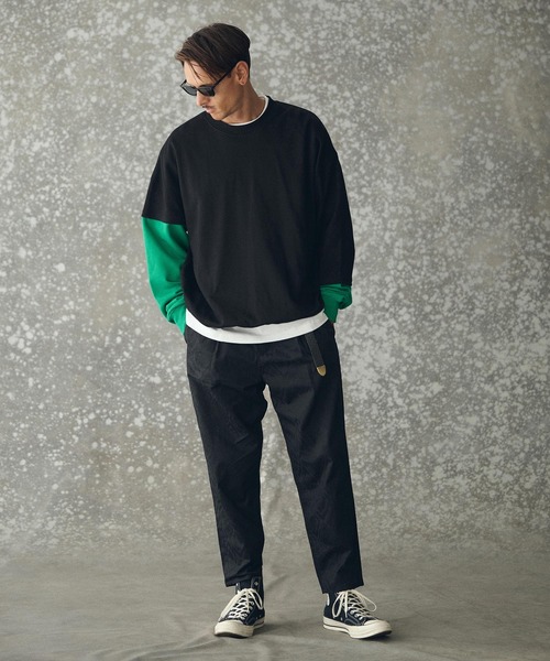 THEOREM（セオレム）の「msw1783- One Point Embroidered Laidback Switching Sweatshirt スウェット(TRM25-T043A)（スウェット・メンズ・グレー系その他/ブラック×グリーン/グレー×サックスブルー/ブラック×ベージュ・M/L/XL）」の21枚目の写真