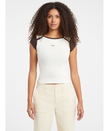 GUESS JEANS Short Sleeves Crew Neck Boat Neck Slim Ribtop 半袖Tシャツ