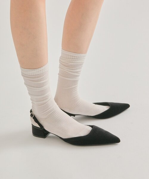 ポインテッドトゥ ベロアパンプス（パンプス）｜mystic（ミスティック