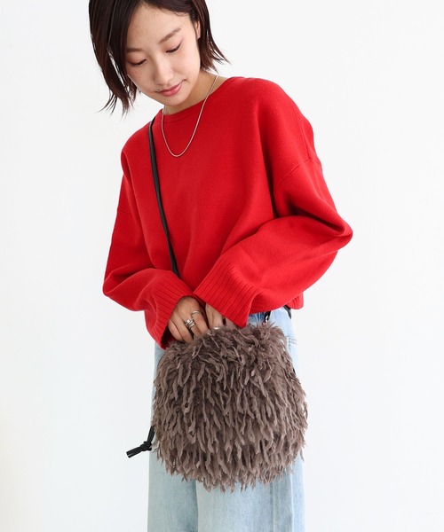 T・S・L（ティーエスエル）の「フェザーファー2way巾着ショルダーバッグ（ショルダーバッグ・レディース・アイボリー/ブラック/チャコール・FREE）」の12枚目の写真