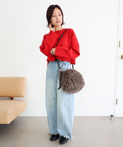 T・S・L（ティーエスエル）の「フェザーファー2way巾着ショルダーバッグ（ショルダーバッグ・レディース・アイボリー/ブラック/チャコール・FREE）」の13枚目の写真