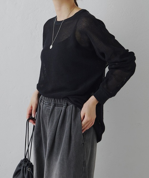 PUAL CE CIN(ピュアルセシン)の「ラッセルメッシュカットソー(Tシャツ/カットソー・レディース・ナチュラル/ブラック・FREE)」の18枚目の写真