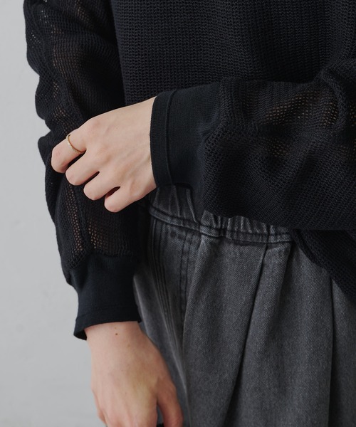 PUAL CE CIN(ピュアルセシン)の「ラッセルメッシュカットソー(Tシャツ/カットソー・レディース・ナチュラル/ブラック・FREE)」の14枚目の写真