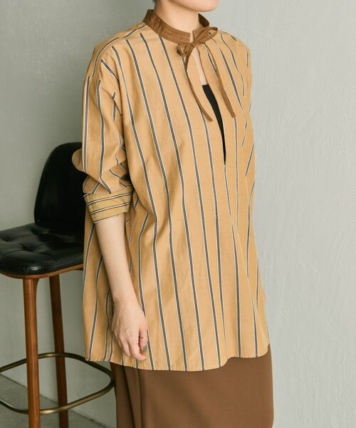 紐付きストライプシャツ 【SUM1 STYLE】（シャツ/ブラウス）｜ear