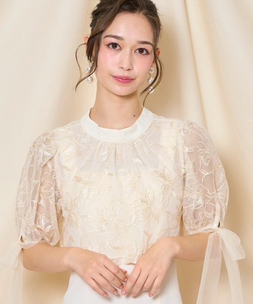 WILLSELECTION(ウィルセレクション)の「リボンスリーブブラウス(シャツ/ブラウス・レディース・ライトグレー/アイボリー/ブラック・FREE)」の2枚目の写真