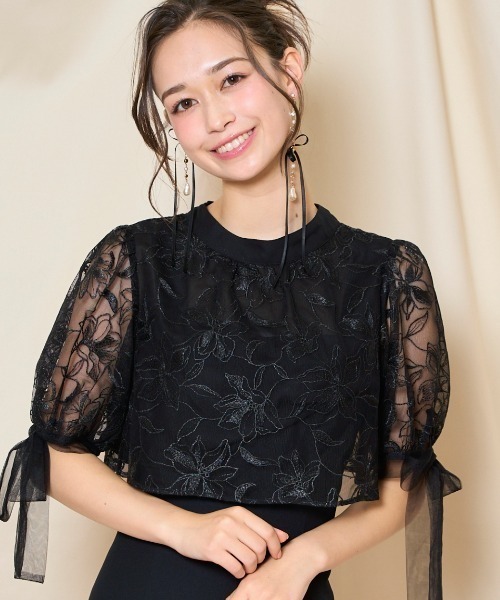 WILLSELECTION(ウィルセレクション)の「リボンスリーブブラウス(シャツ/ブラウス・レディース・ライトグレー/アイボリー/ブラック・FREE)」の1枚目の写真