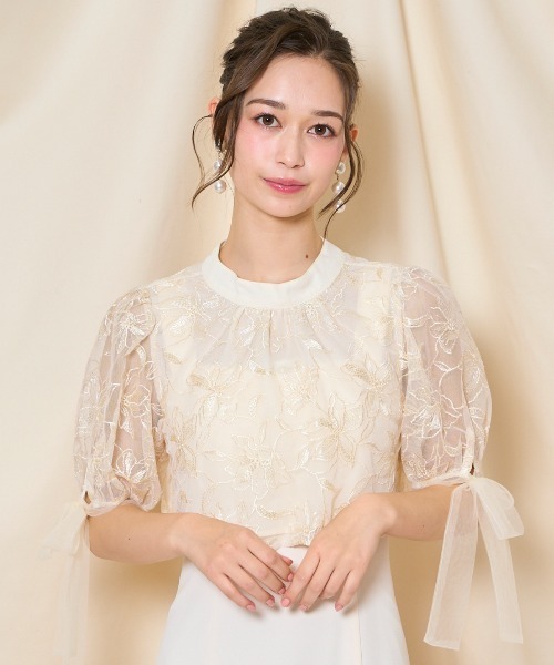 WILLSELECTION(ウィルセレクション)の「リボンスリーブブラウス(シャツ/ブラウス・レディース・ライトグレー/アイボリー/ブラック・FREE)」の4枚目の写真