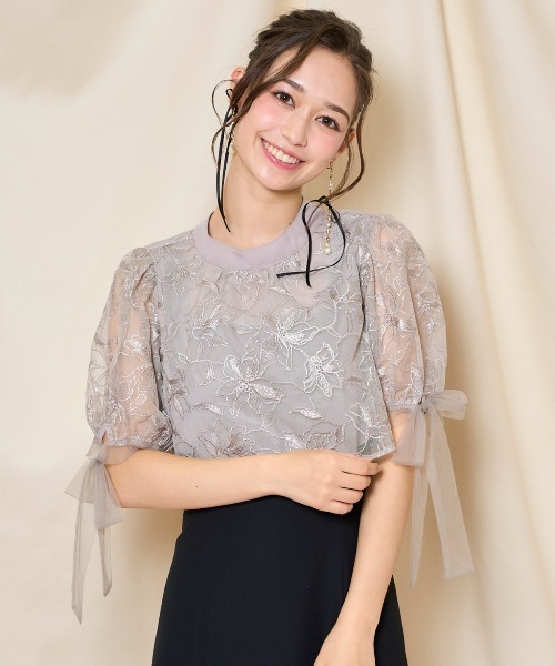 WILLSELECTION(ウィルセレクション)の「リボンスリーブブラウス(シャツ/ブラウス・レディース・ライトグレー/アイボリー/ブラック・FREE)」の14枚目の写真