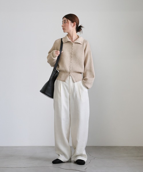 ミックスハイネックボタンデザインカーディガン（カーディガン/ボレロ