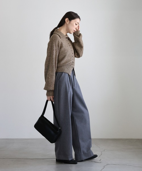 ミックスハイネックボタンデザインカーディガン（カーディガン/ボレロ