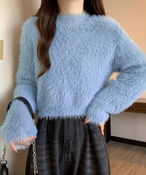 セール】シャギーショートニットトップス（ニット/セーター）｜yuue