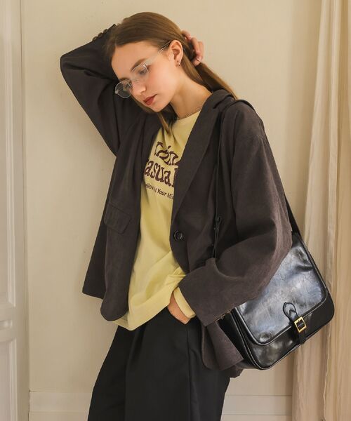 RETRO GIRL（レトロガール）の「コーデュロイテーラーJK（テーラードジャケット・レディース・チャコールグレー/ダークブラウン・FREE）」の14枚目の写真