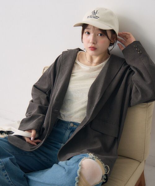 RETRO GIRL（レトロガール）の「コーデュロイテーラーJK（テーラードジャケット・レディース・チャコールグレー/ダークブラウン・FREE）」の15枚目の写真