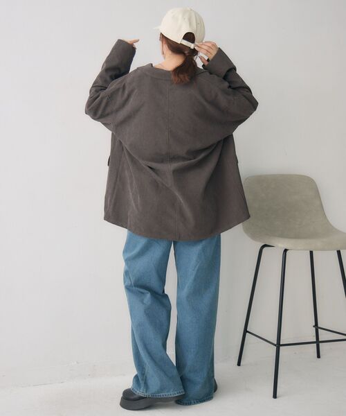 RETRO GIRL（レトロガール）の「コーデュロイテーラーJK（テーラードジャケット・レディース・チャコールグレー/ダークブラウン・FREE）」の20枚目の写真