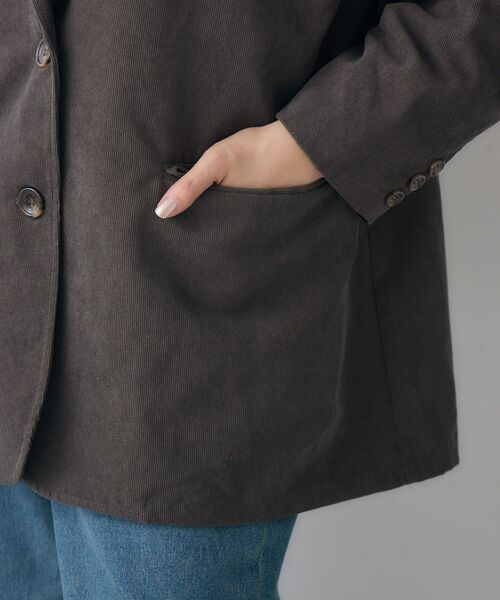 RETRO GIRL（レトロガール）の「コーデュロイテーラーJK（テーラードジャケット・レディース・チャコールグレー/ダークブラウン・FREE）」の5枚目の写真