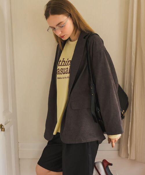 RETRO GIRL（レトロガール）の「コーデュロイテーラーJK（テーラードジャケット・レディース・チャコールグレー/ダークブラウン・FREE）」の3枚目の写真