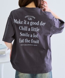 【FRUIT OF THE LOOM】バックプリントシャツ　袖ワッペン