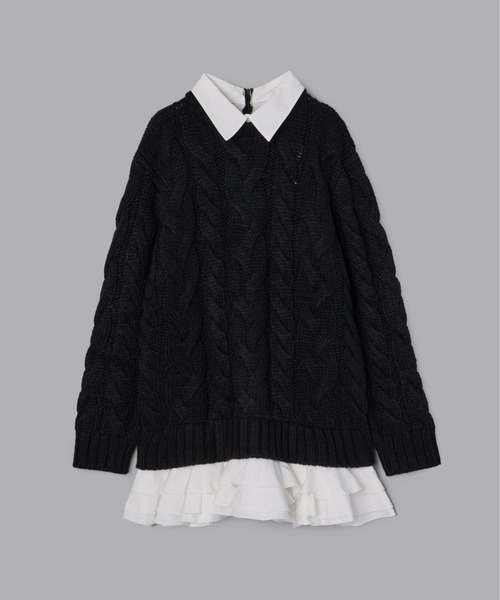 olu. 新作　ワンピース フリルレイヤードケーブルニット　オルドット フリルレイヤードケーブルニット（ニット/セーター）｜Olu