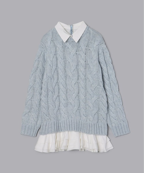 フリルレイヤードケーブルニット（ニット/セーター）｜Olu