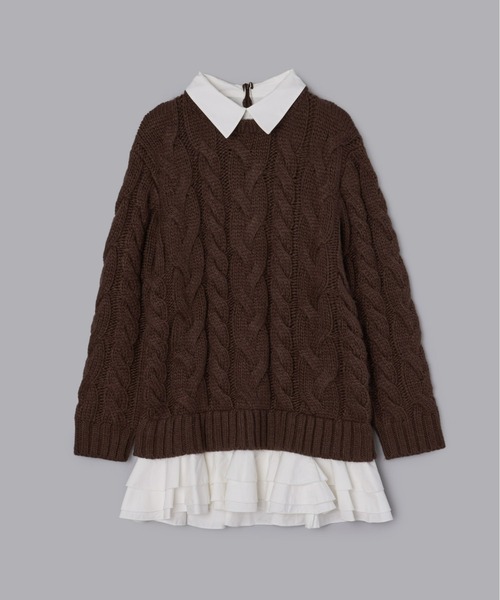 フリルレイヤードケーブルニット（ニット/セーター）｜Olu
