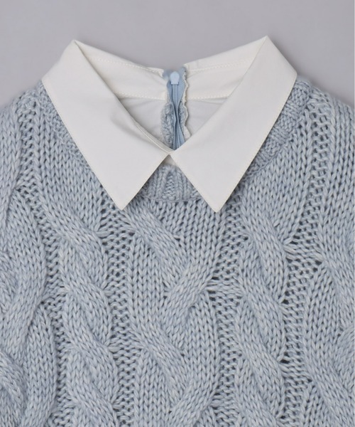 フリルレイヤードケーブルニット（ニット/セーター）｜Olu