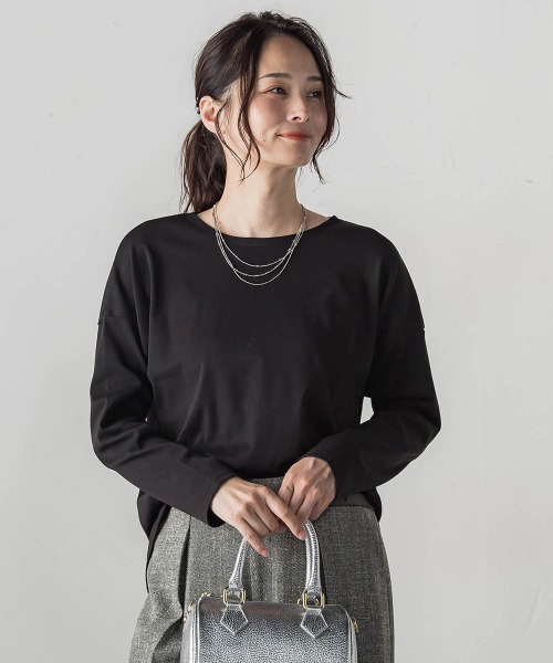 LAUTREAMONT(ロートレアモン)の「エッセンシャルフライスカットソー ≪洗濯機で洗える≫(Tシャツ/カットソー・レディース・ブラック/ブラック系その他/ホワイト・9号)」の2枚目の写真