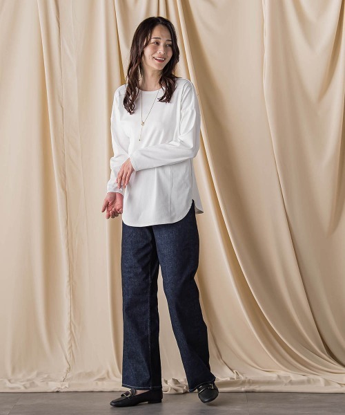 LAUTREAMONT(ロートレアモン)の「エッセンシャルフライスカットソー ≪洗濯機で洗える≫(Tシャツ/カットソー・レディース・ブラック/ブラック系その他/ホワイト・9号)」の16枚目の写真