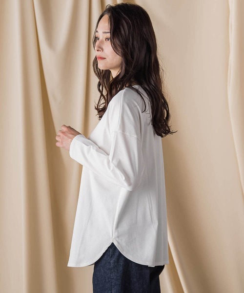 LAUTREAMONT(ロートレアモン)の「エッセンシャルフライスカットソー ≪洗濯機で洗える≫(Tシャツ/カットソー・レディース・ブラック/ブラック系その他/ホワイト・9号)」の15枚目の写真