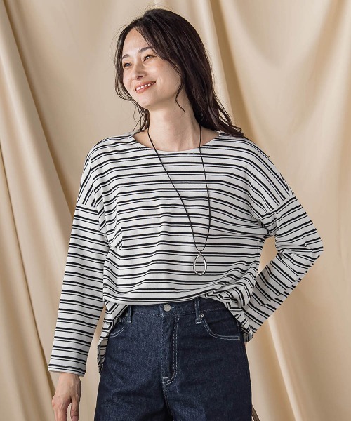 LAUTREAMONT(ロートレアモン)の「エッセンシャルフライスカットソー ≪洗濯機で洗える≫(Tシャツ/カットソー・レディース・ブラック/ブラック系その他/ホワイト・9号)」の10枚目の写真