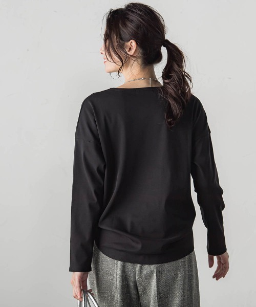 LAUTREAMONT(ロートレアモン)の「エッセンシャルフライスカットソー ≪洗濯機で洗える≫(Tシャツ/カットソー・レディース・ブラック/ブラック系その他/ホワイト・9号)」の6枚目の写真