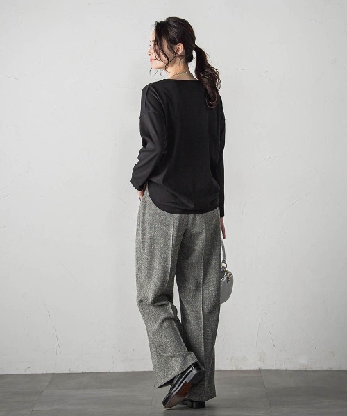 LAUTREAMONT(ロートレアモン)の「エッセンシャルフライスカットソー ≪洗濯機で洗える≫(Tシャツ/カットソー・レディース・ブラック/ブラック系その他/ホワイト・9号)」の4枚目の写真