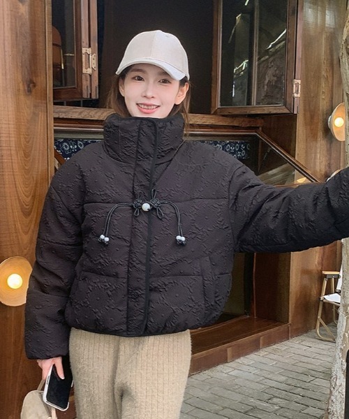 セール】チャイナボタンジオメトリック柄ブルゾン（ブルゾン