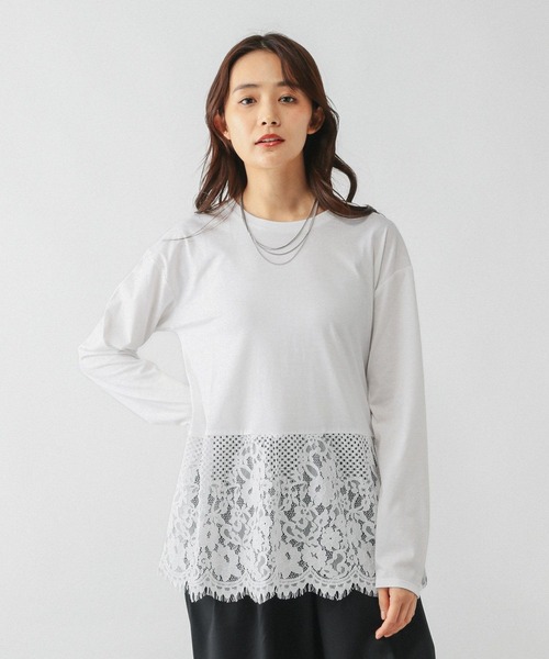 GLOBAL WORK(グローバルワーク)の「ヘビロッTEEデザイン切り替え/587736(Tシャツ/カットソー・レディース・ホワイト系その他2/ホワイト・LARGE/MEDIUM)」の5枚目の写真
