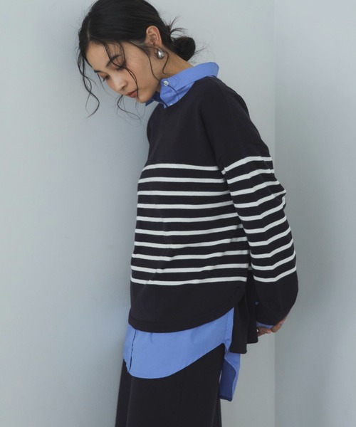 Doux archives(ドゥアルシーヴ)の「アウトリンキングニットセットアップ(ニット/セーター・レディース・ネイビー×ホワイト/グレー/ブルー・FREE)」の15枚目の写真