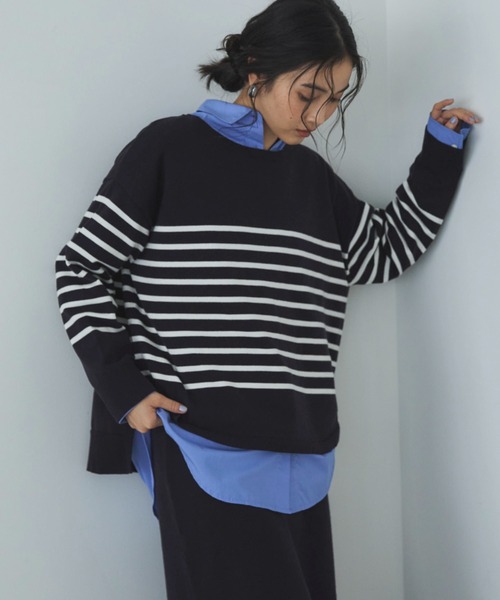 Doux archives(ドゥアルシーヴ)の「アウトリンキングニットセットアップ(ニット/セーター・レディース・ネイビー×ホワイト/グレー/ブルー・FREE)」の20枚目の写真