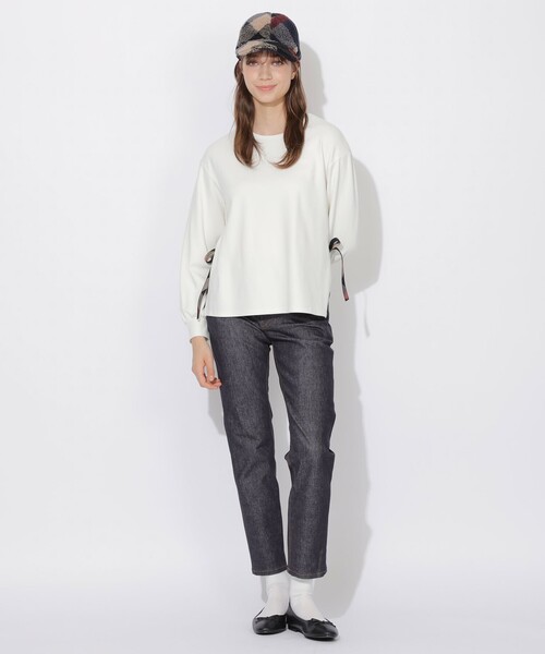 CB CRESTBRIDGE(シービークレストブリッジ)の「【Quiet checkシリーズ】サイドリボンプルオーバー(Tシャツ/カットソー・レディース・ダークネイビー/ホワイト系その他・M)」の3枚目の写真