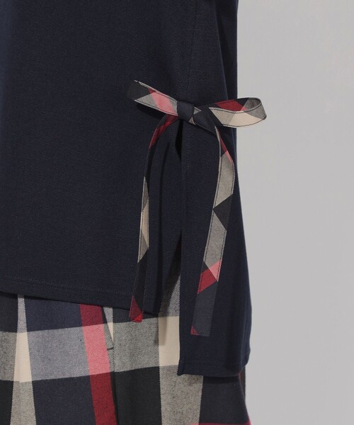 CB CRESTBRIDGE(シービークレストブリッジ)の「【Quiet checkシリーズ】サイドリボンプルオーバー(Tシャツ/カットソー・レディース・ダークネイビー/ホワイト系その他・M)」の11枚目の写真