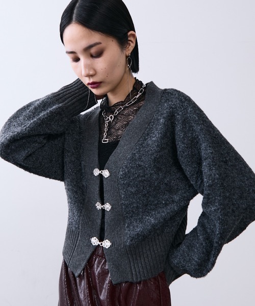 メタルチャイナボタンニットカーディガン（カーディガン/ボレロ