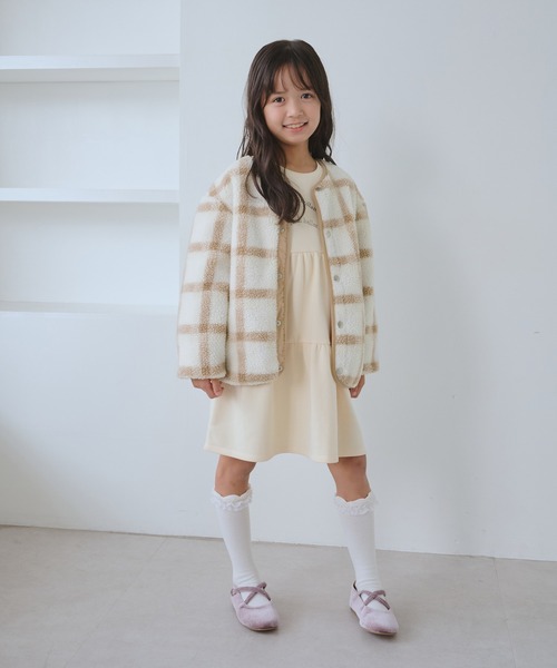 ROPE' PICNIC(ロペピクニック)の「【KIDS/キッズ】リバーシブルチェックボアブルゾン(ブルゾン・キッズ・ネイビー/ベージュ・S/M/L)」の3枚目の写真