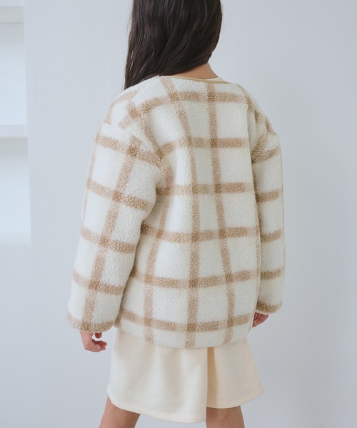ROPE' PICNIC(ロペピクニック)の「【KIDS/キッズ】リバーシブルチェックボアブルゾン(ブルゾン・キッズ・ネイビー/ベージュ・S/M/L)」の5枚目の写真