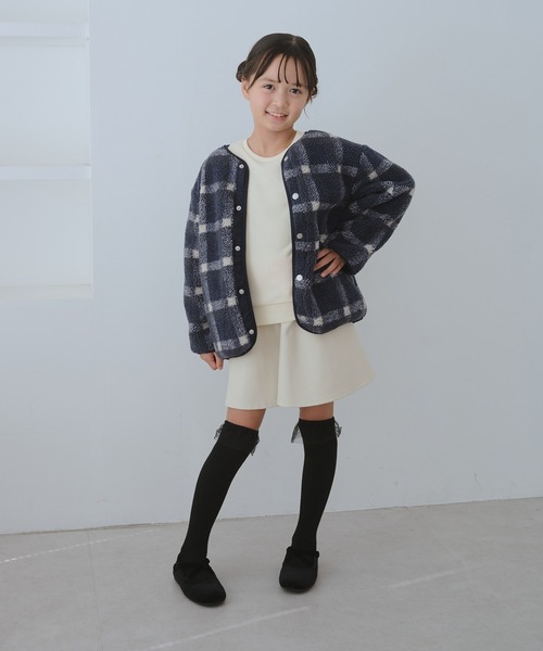 ROPE' PICNIC(ロペピクニック)の「【KIDS/キッズ】リバーシブルチェックボアブルゾン(ブルゾン・キッズ・ネイビー/ベージュ・S/M/L)」の8枚目の写真