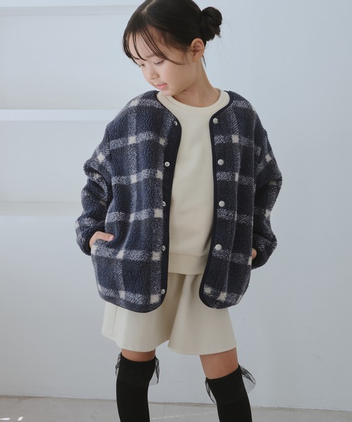 ROPE' PICNIC(ロペピクニック)の「【KIDS/キッズ】リバーシブルチェックボアブルゾン(ブルゾン・キッズ・ネイビー/ベージュ・S/M/L)」の10枚目の写真