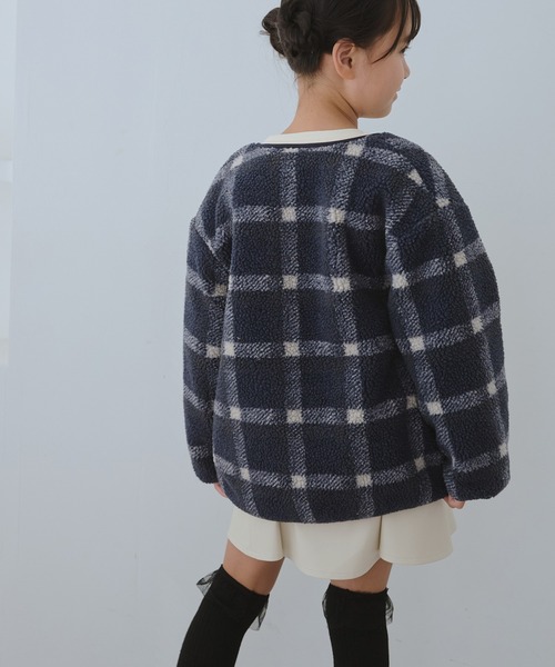 ROPE' PICNIC(ロペピクニック)の「【KIDS/キッズ】リバーシブルチェックボアブルゾン(ブルゾン・キッズ・ネイビー/ベージュ・S/M/L)」の11枚目の写真
