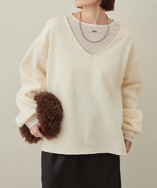 Omekashi（オメカシ）の「ルーズVネックスウェット（スウェット・レディース・アイボリー/ブラック/レッド/オフホワイト・FREE）」の20枚目の写真