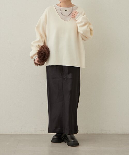 セール】ルーズVネックスウェット（スウェット）｜Omekashi（オメカシ