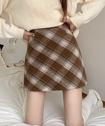 Lilamusant（リラミュゾン）の「【RES】【Lilamusant(リラミュゾン)】インパン裏地付きウールライク台形チェック柄ミニスカート（スカート・レディース）」