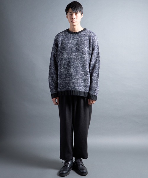 COMMON WARE（コモンウェアー）の「PF:AC MIX COLOR CREW NECK KNIT/ミックカラー クルーネックニット（ニット/セーター・メンズ・ネイビー/オレンジ/マスタード・1/2）」の4枚目の写真